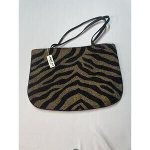 Vintage Swee Lo New York Women's Gold and Black Zebra Beaded Purse